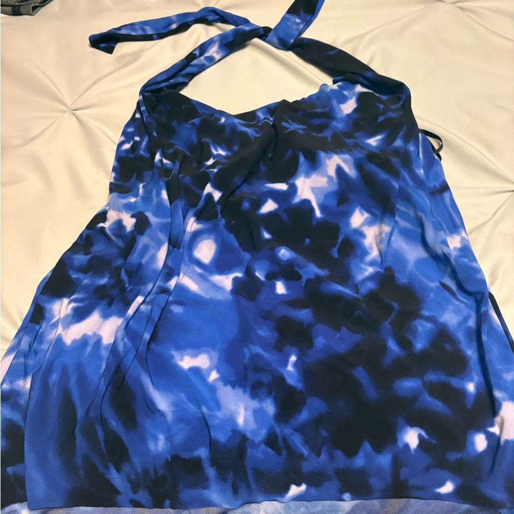 Magicsuit Blue Black Tie-Back Swim Top